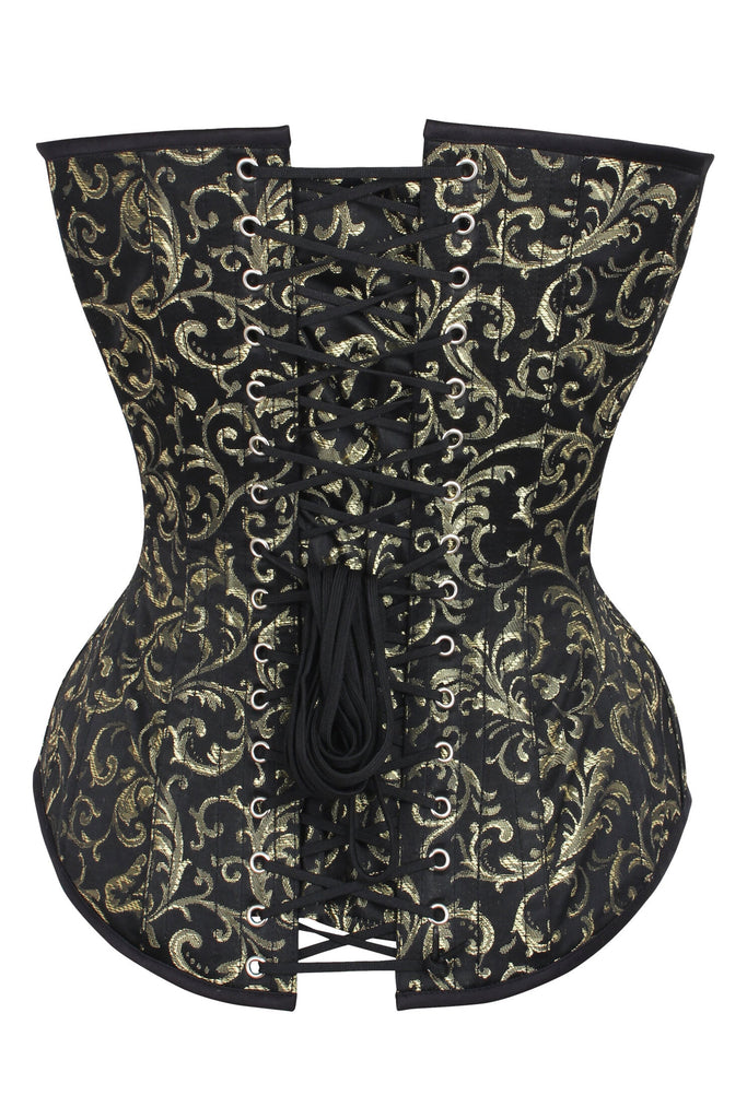 Long Red Brocade Pattern Corset With Hip Gores