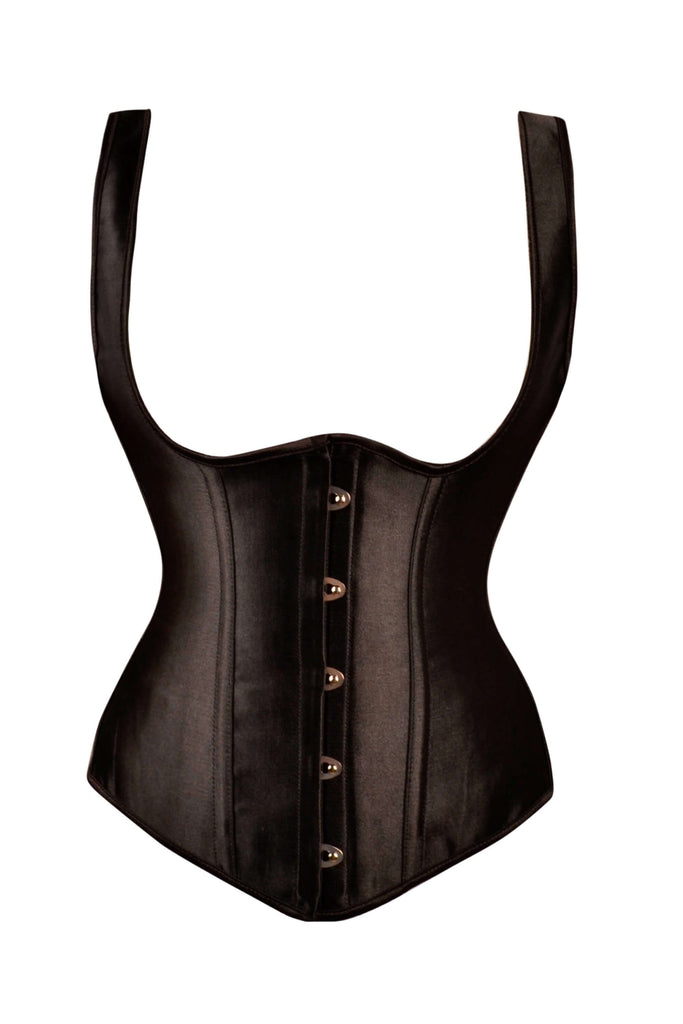 Black High Back Underbust Corset With Straps