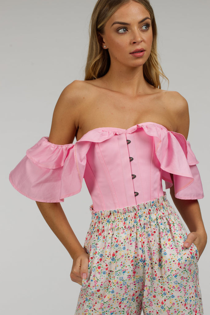 LEMON FLORAL CORSETED CROPPED TOP  Corset top, Crop tops, Femininity style