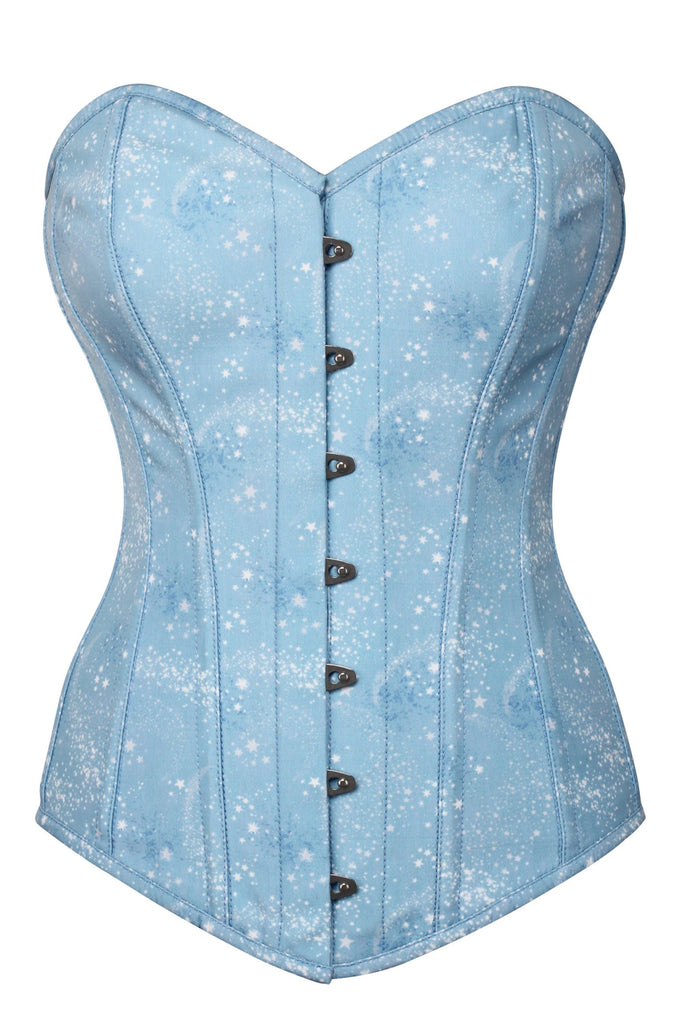 Baby Blue Woven Structured Lace Up Corset Crop Top