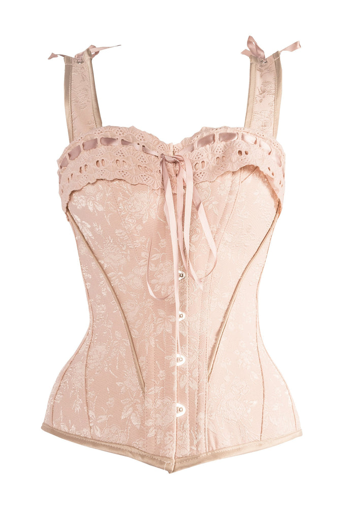 Rare Vintage Early 1900s Spirella Full Corset Extended Panels Bustier Lace  up Undergarment With Original Cover, Body Shaper, Pale Blush Pink 