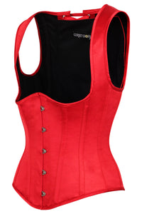 Red High Back Underbust Corset With Straps