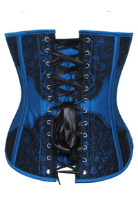 Sapphire Blue Overbust Corset with Black Lace Overlay