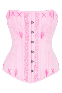 Pink Overbust Corset with Decorative Flossing