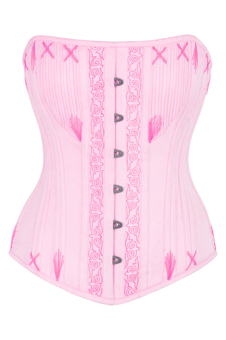 Pink Overbust Corset with Decorative Flossing