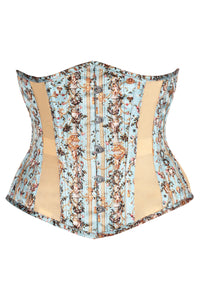 Rococo Reverie Brocade Corset in Powder Blue