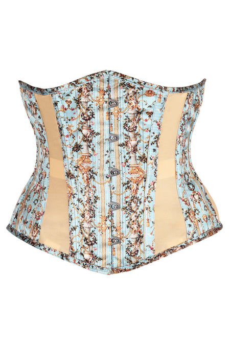 Rococo Reverie Brocade Corset in Powder Blue