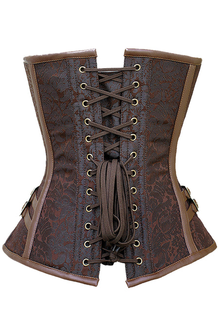 Vintage Steampunk Overbust Corset with Antique Brass Swing Hooks