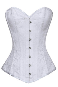 White Jacquard Longline Overbust Corset