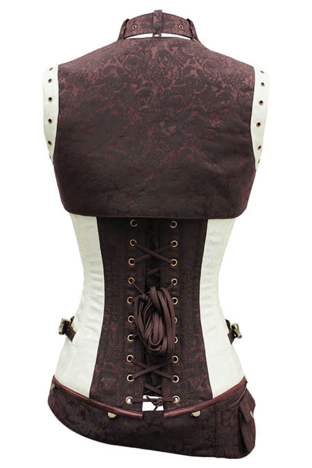Victorian Steampunk Steel Boned Corset with Sleeveless Bolero Jacket
