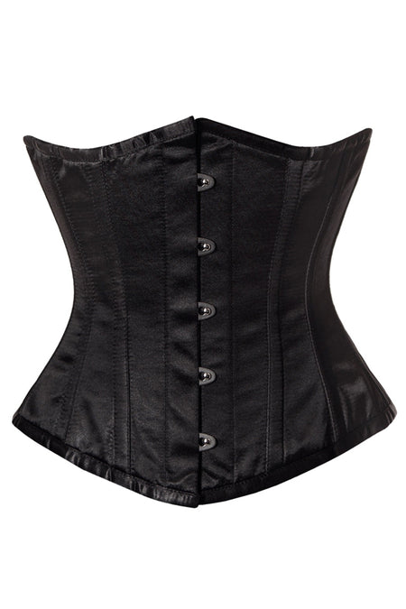 Black Satin Underbust Corset with Steel Boning