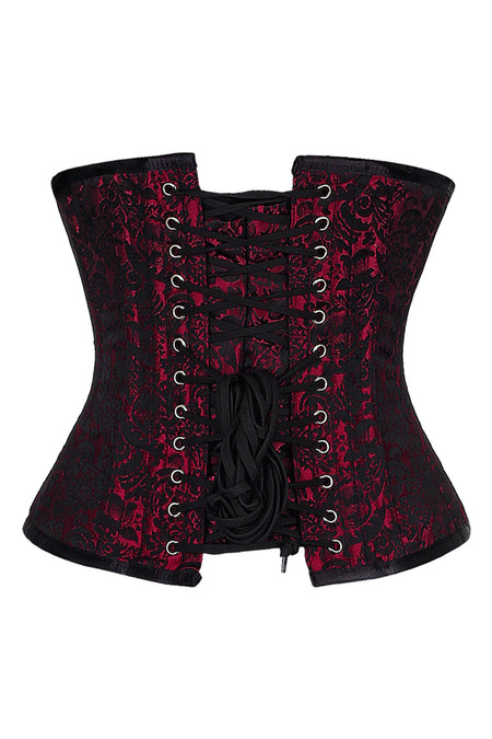 Burgundy & Black Brocade Underbust Corset