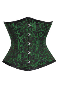 Emerald Green and Black Brocade Underbust Corset