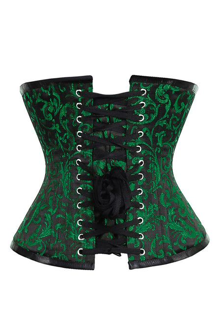 Emerald Green and Black Brocade Underbust Corset