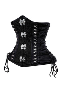Black Gothic Brocade Waist Cincher with Side Lacing & Swing Clasps