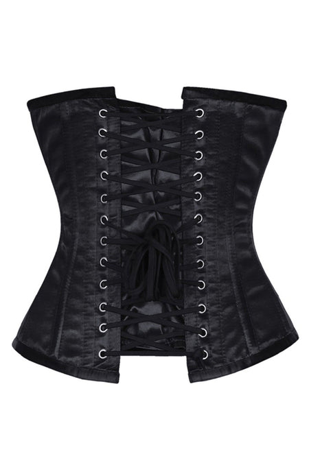 Classic Black Satin Longline Underbust Corset