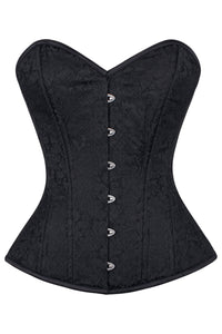 Elegant Black Overbust Corset with Front Busk Closure