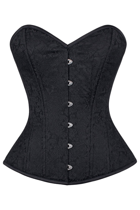 Elegant Black Overbust Corset with Front Busk Closure