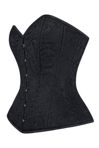 Elegant Black Overbust Corset with Front Busk Closure