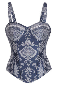 Midnight Elegance Brocade Shoulder Strap Corset