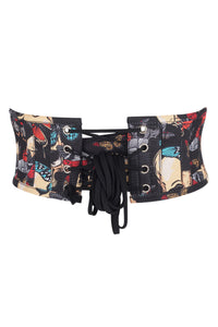 Skull Print Cotton Waspie Belt