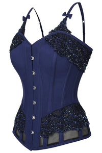 Corset Story FTS111 Lingerie Inspired Midnight Blue Corset With Shoulder Straps