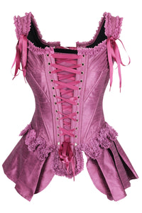 Pink Historically Inspired Corset Overbust with Bustle