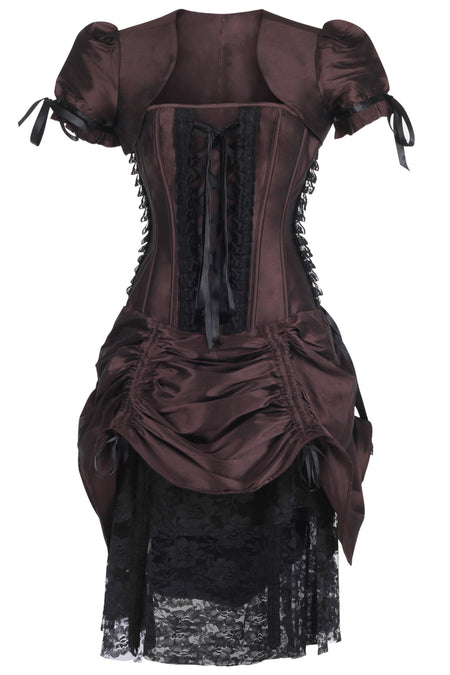 Historically Inspired Brown Corset Dress with Bolero