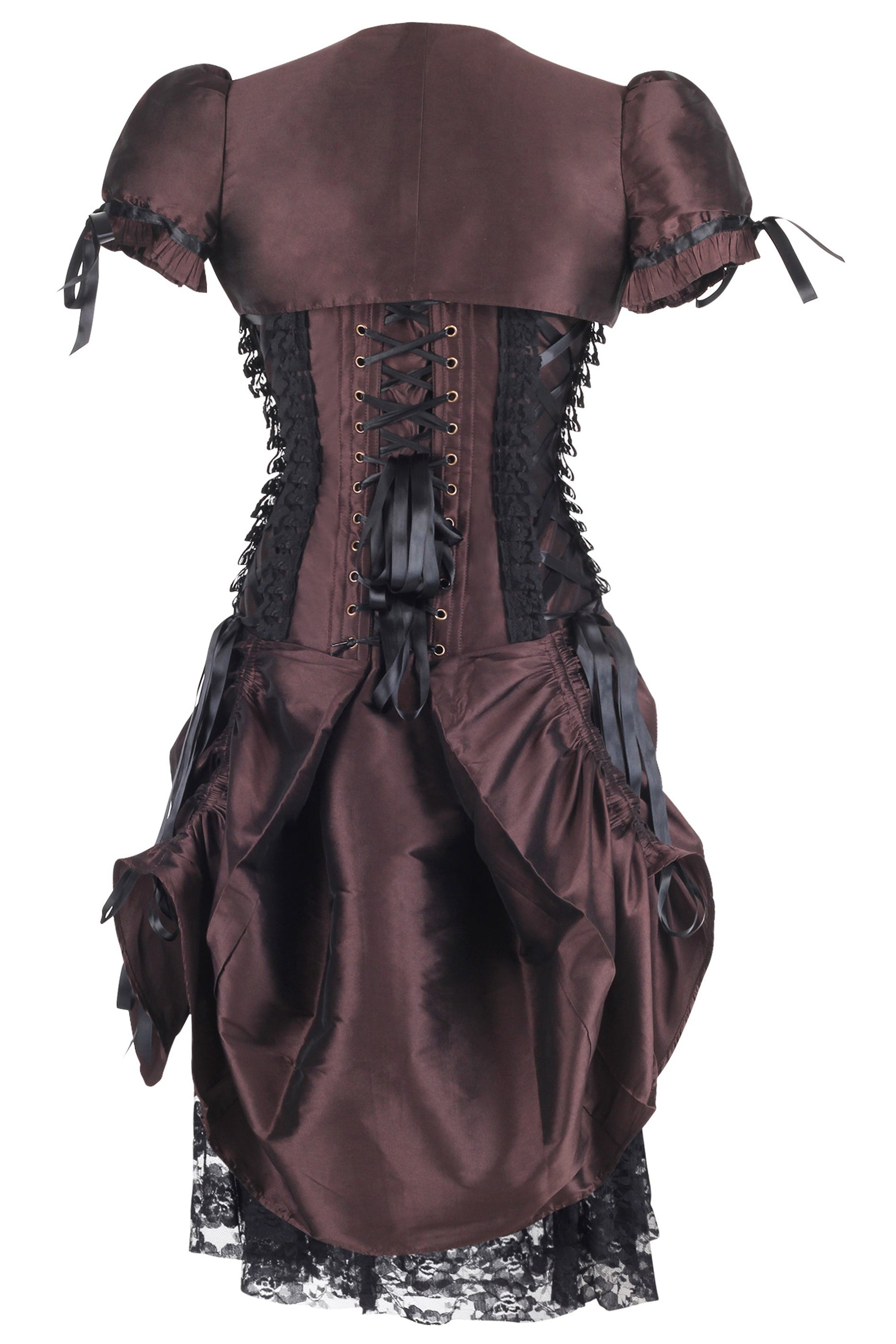 Historically Inspired Brown Corset Dress with Bolero — free download