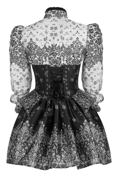 Baroque Elegance Black & White Corset Dress