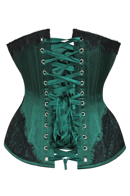 Fashion Corsets S Lace Trim Plus Size Waist Bodyshaper Victorian Corset  Top-Dark Green 2