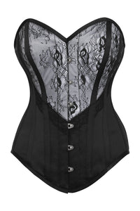 Silver and Black Overbust Lingerie Corset