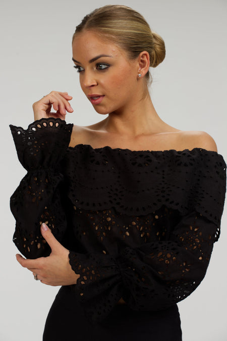 Decadent Designs - Katya wearing the Black Lace Neck corset https