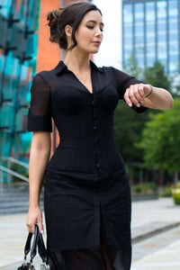 Corset Story SDS020 Black Corset Shirt Dress