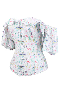 Corset Story TYS502 Pressed Floral Print Corset Top With Frilled Sleeve