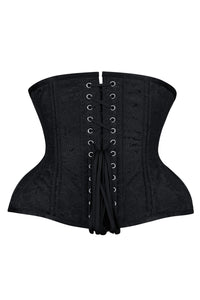 Black Damask Underbust Corset with Hourglass Silhouette