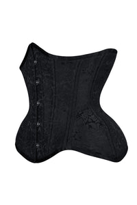 Black Damask Underbust Corset with Hourglass Silhouette