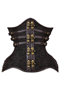 Dark Brown Steampunk Waist Cincher with Buckles & Swing Clasps