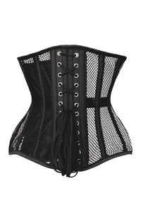 Black Mesh Underbust Corset with Steel Boning
