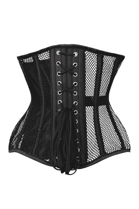 Black Mesh Underbust Corset with Steel Boning