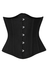Black Cotton Underbust Corset with Steel Boning