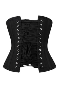 Black Cotton Underbust Corset with Steel Boning