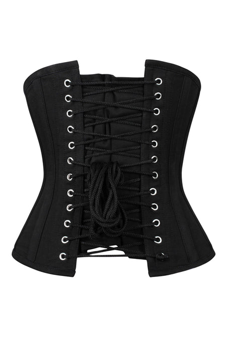 Black Cotton Underbust Corset with Steel Boning