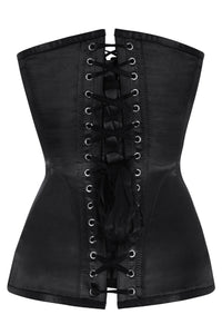 Classic Black Satin Overbust Corset with Steel Boning