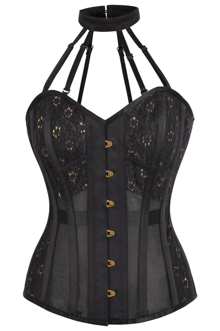 JJ-GOGO Steampunk Black Leather Corset (S) at  Women's Clothing store