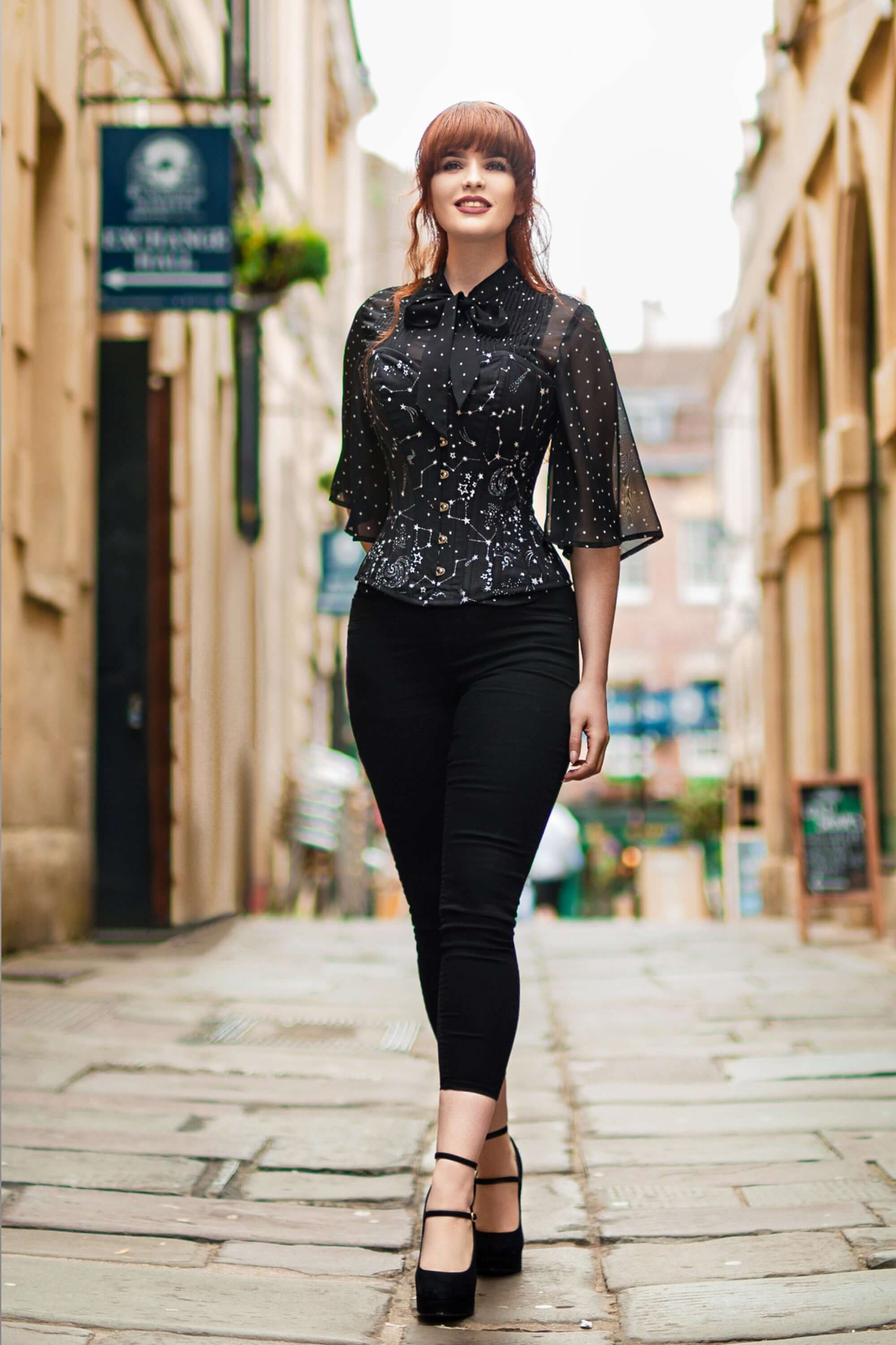 Astronomy Black Overbust Cotton Corset