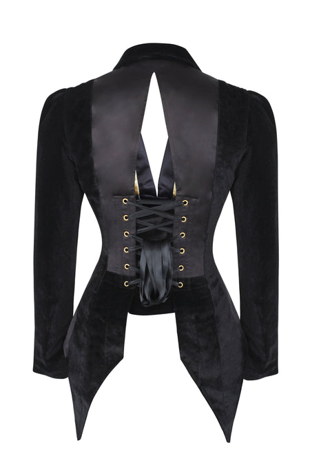 Black Velvet Corset Tuxedo Jacket