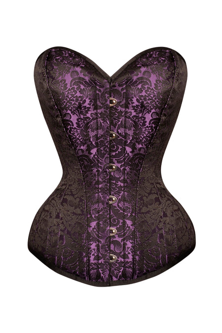 Cyber Electric Purple and Black Stripes Underbust Corset Bustier S-4XL