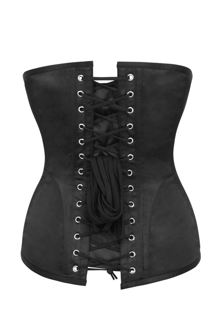 Corset Story BC-006 Black Satin Longline Underbust Corset with Hip Panels