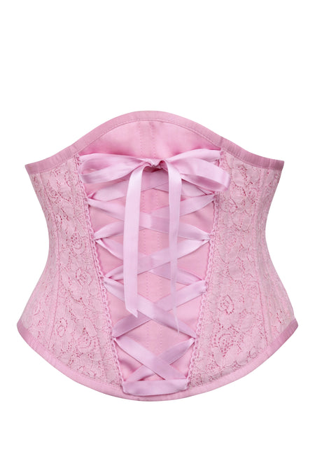 Light Pink Lace Bow Cropped Corset - Spencer's
